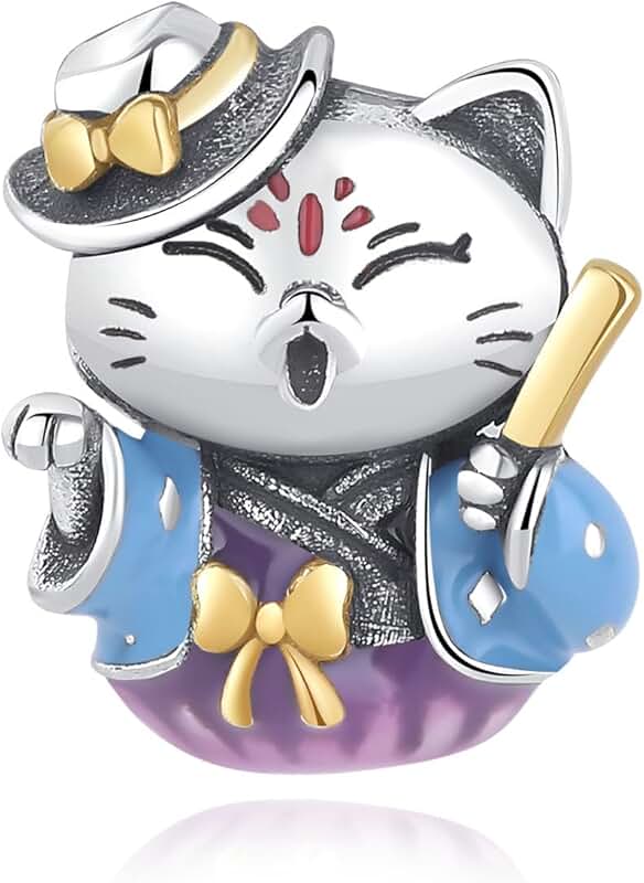 Lucky Cat S925 Sterling Silver Charm Bead