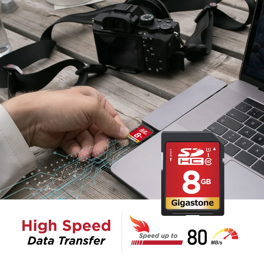 8GB 10-Pack SD Card UHS-I U1 Class 10 SDHC Memory Card Full HD Video Canon Nikon Sony Pentax Kodak Olympus Panasonic Digital Camera, with 10 Mini Cases