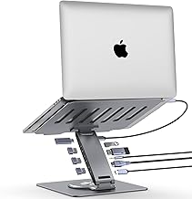 Adjustable Aluminum Laptop Stand with Docking Station