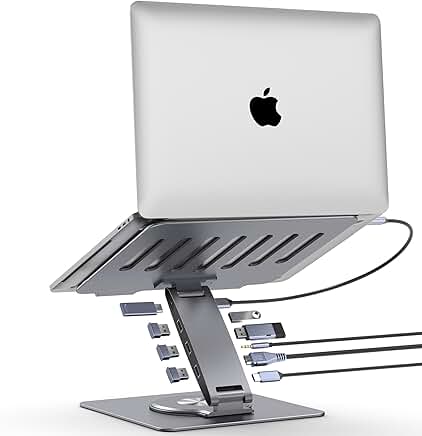 Adjustable Aluminum Laptop Stand with Docking Station