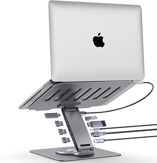 Adjustable Aluminum Laptop Stand with Docking Station