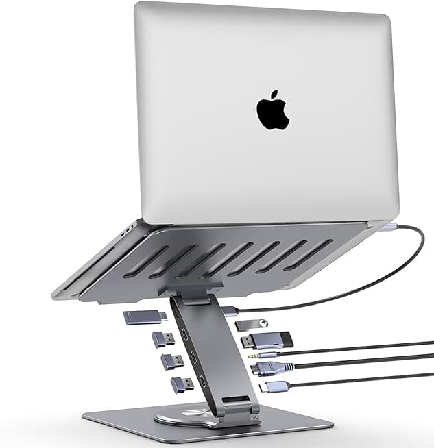 Adjustable Aluminum Laptop Stand with Docking Station