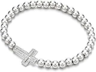 Sparkling Beads Bracelet with Cross for Women