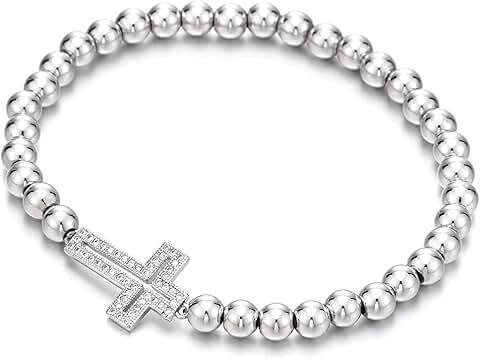 Sparkling Beads Bracelet with Cross for Women