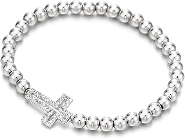 Sparkling Beads Bracelet with Cross for Women