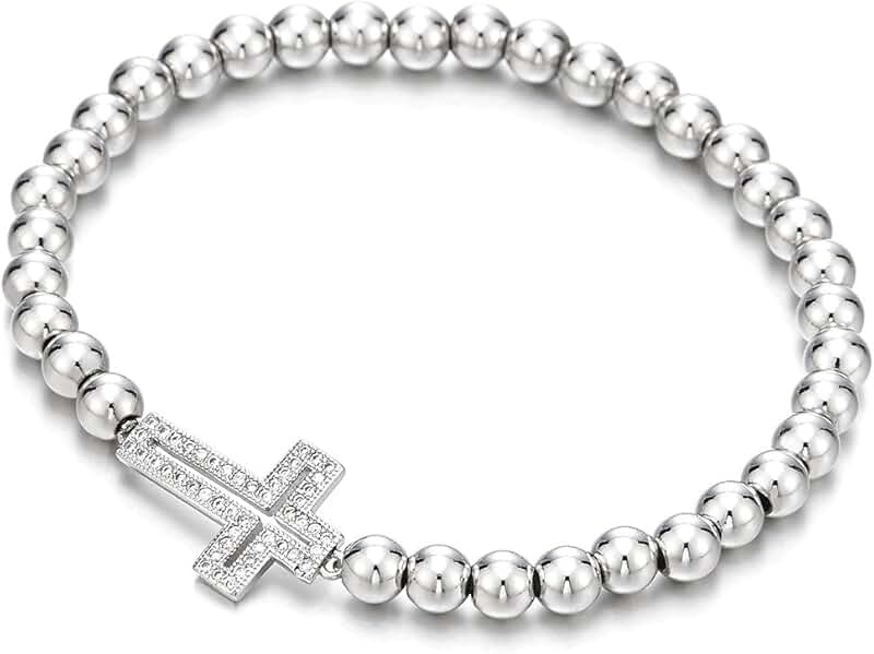 Sparkling Beads Bracelet with Cross for Women