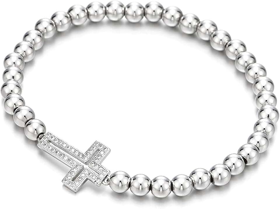Sparkling Beads Bracelet with Cross for Women