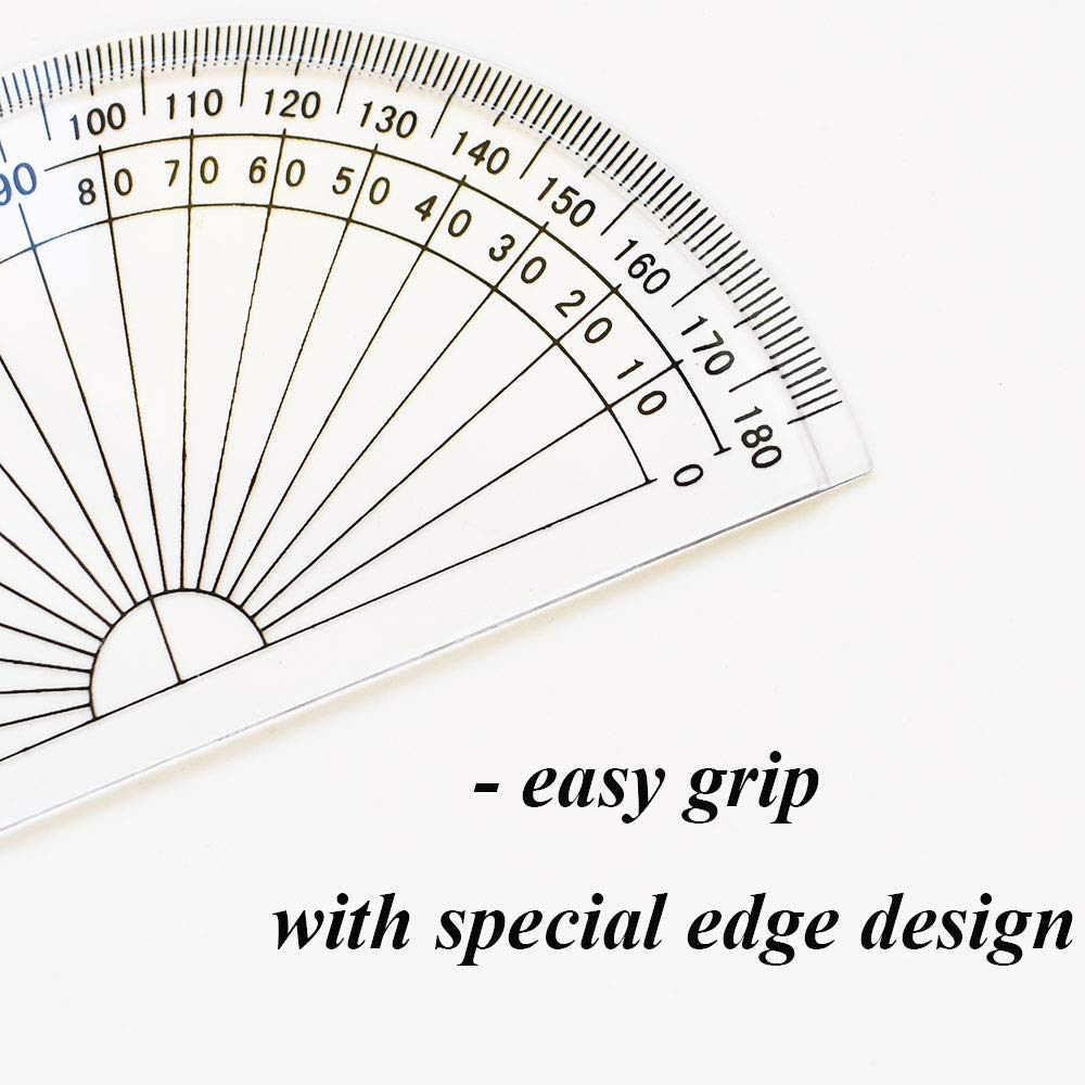 Pack of 2 clear 4-inch plastic protractors