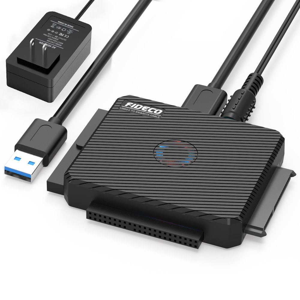 SATA/IDE to USB 3.0 Adapter, Hard Drive Adapter Cable Converter for Universal 2.5/3.5 Inch SATA and IDE HDD, 2.5 Inch SSD, 5.25-Inch DVD-ROM/CD-ROM/CD-RW/DVD-RW/DVD+RW