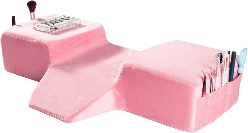 Pink Memory Foam Eyelash Extension Pillow with Velvet Cover