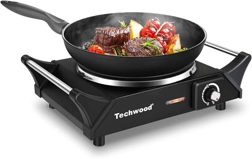 Electric Single Burner Hot Plate with Adjustable Temperature