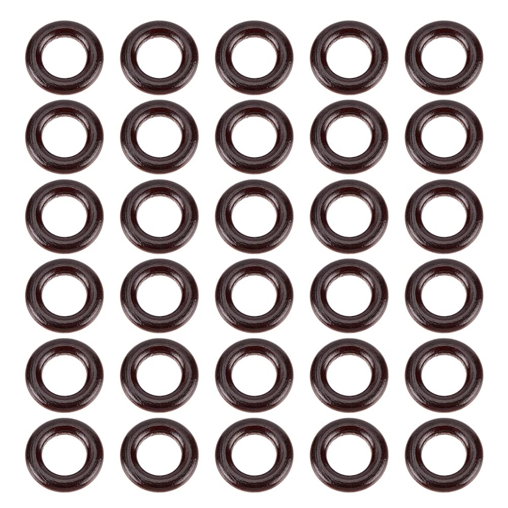 30 Pcs Wooden Rings Coconut Brown 1 Inch