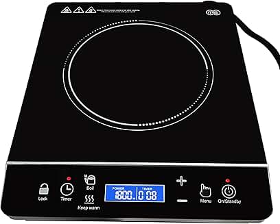 Portable induction cooktop with touch control and safety features