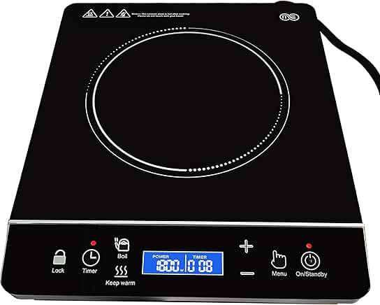 Portable induction cooktop with touch control and safety features