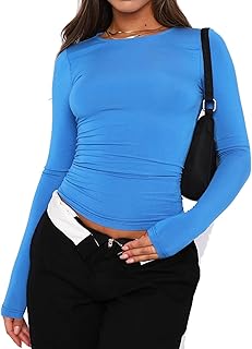 Women's Slim Fit Long Sleeve Crew Neck Crop Top