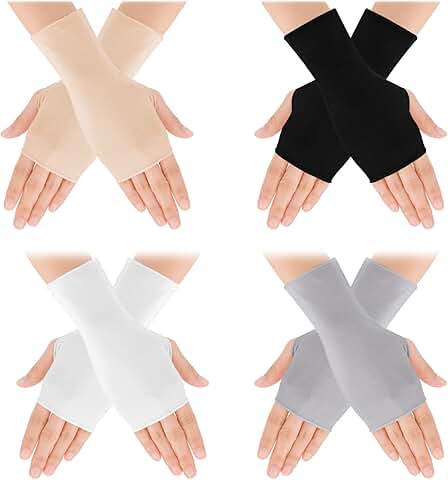 4 Pairs UV Protection Fingerless Gloves for Women