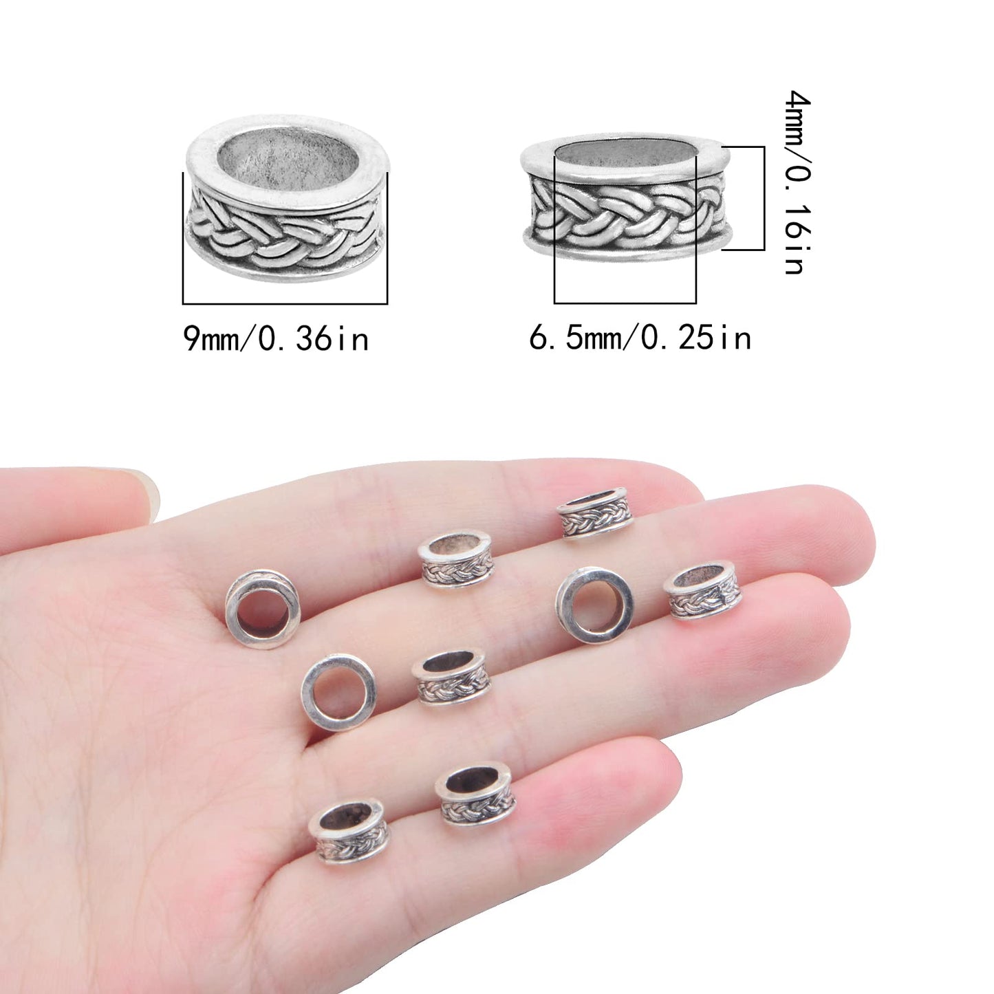 100pcs Antique Silver Rondelle Spacer Beads for Jewelry Making