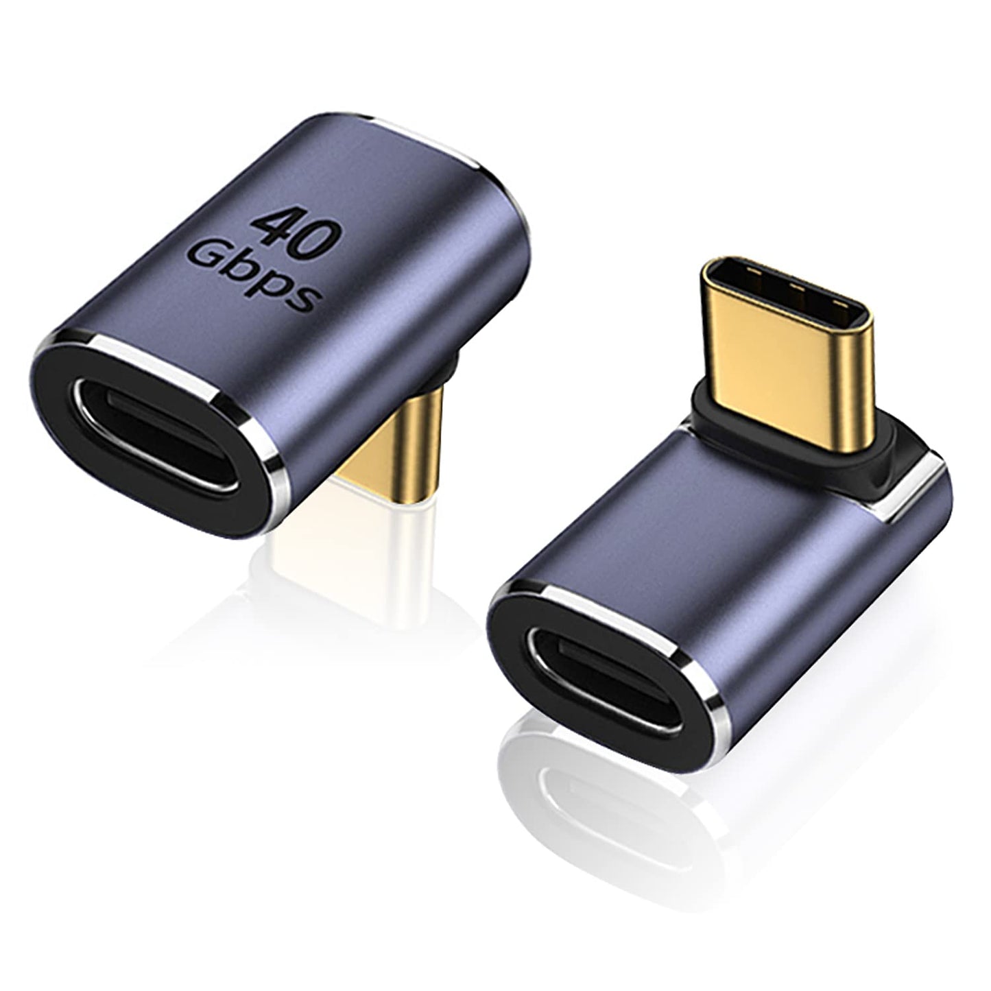 90 Degree USB-C Male to Female Adapter, 2 Pack