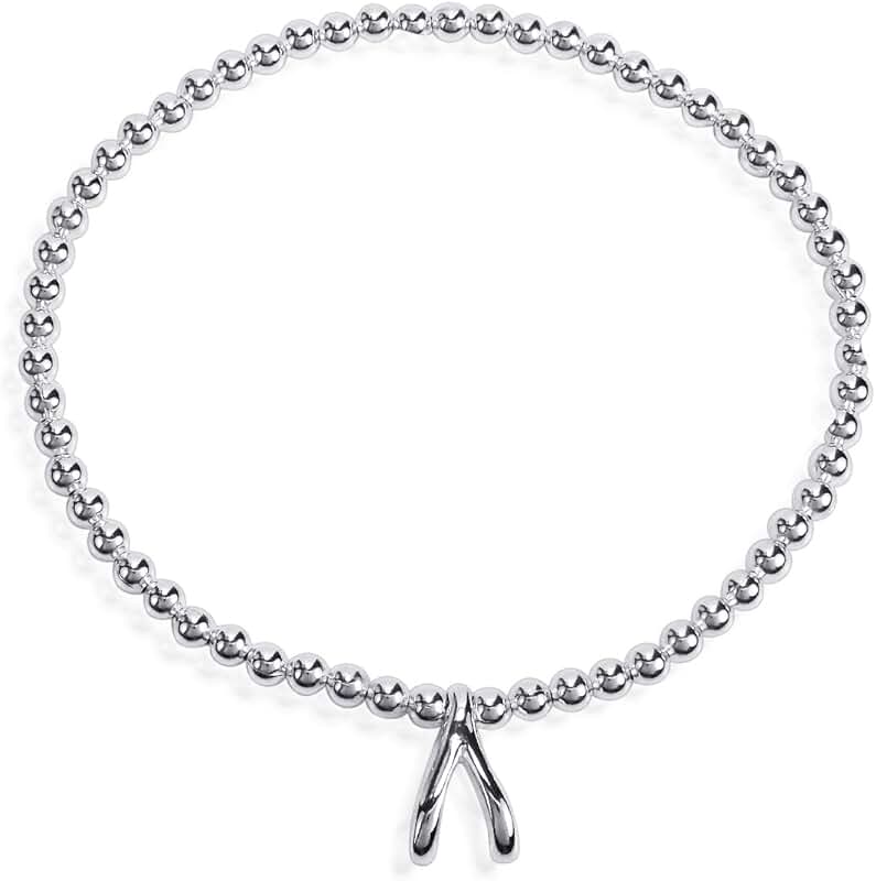 Unisex Sterling Silver Wishbone Friendship Bracelet