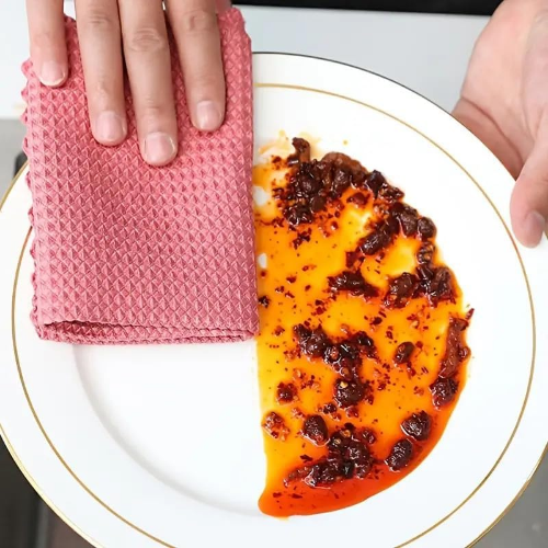 MODAIO-5pcs Dish Cloths, Waffle Honeycomb Dishcloth, Non-Stick Oil Dish Towels, Household Cleaning Dish Cloth, Absorbent Rags, 9.84 * 9.84in