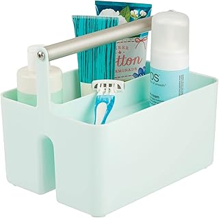 Mint Green Plastic Shower Caddy with Metal Handle
