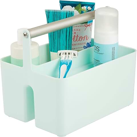 Mint Green Plastic Shower Caddy with Metal Handle
