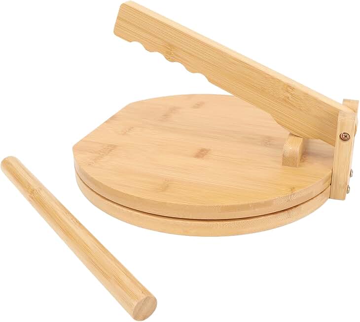 Wood Tortilla Press with Parchment Paper for Homemade Flatbreads