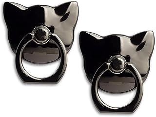 Two-Pack Glossy Cat Phone Ring Holders with 360° Rotation