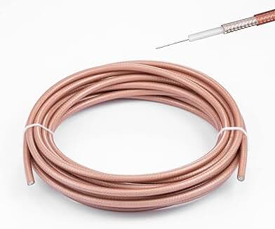 Low Loss RF Coaxial Cable, 49.2FT, Brown, Double Shielded