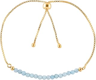 Dainty Natural Gemstone Slider Bolo Bracelet for Women