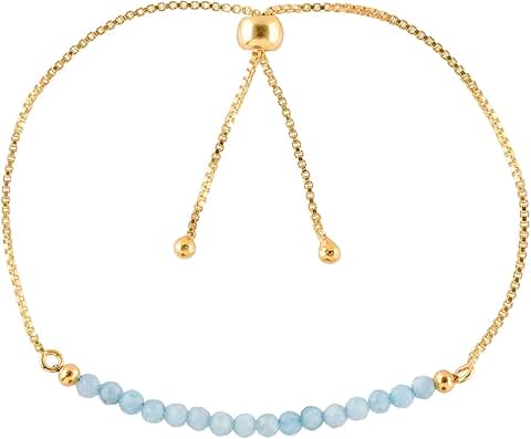 Dainty Natural Gemstone Slider Bolo Bracelet for Women