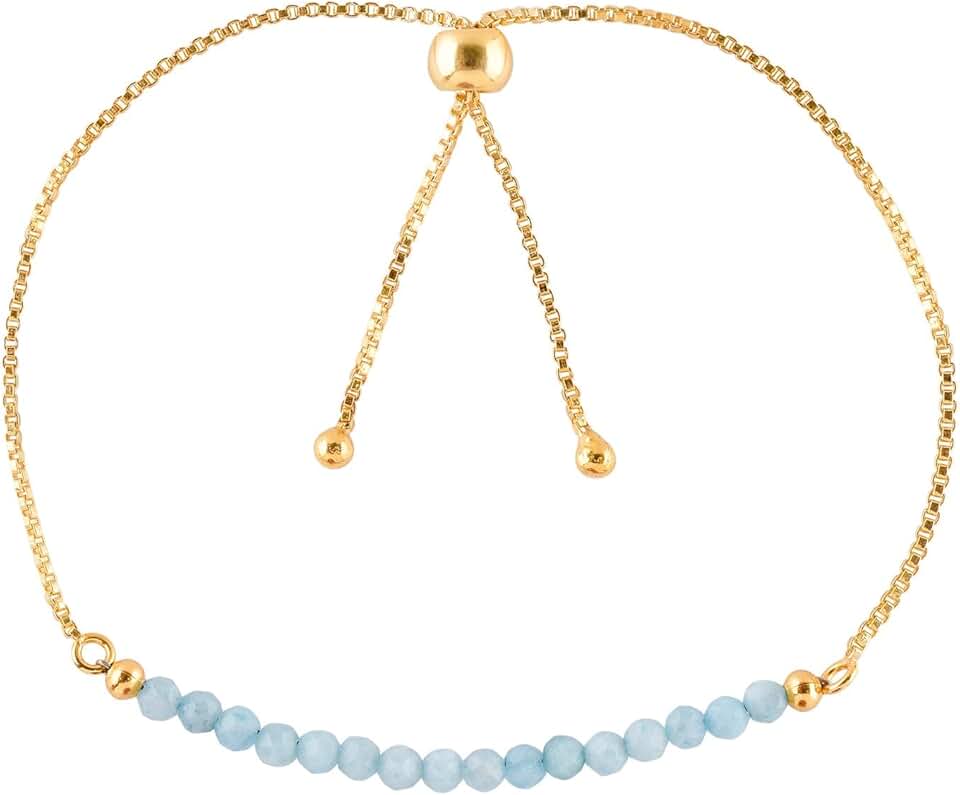 Dainty Natural Gemstone Slider Bolo Bracelet for Women