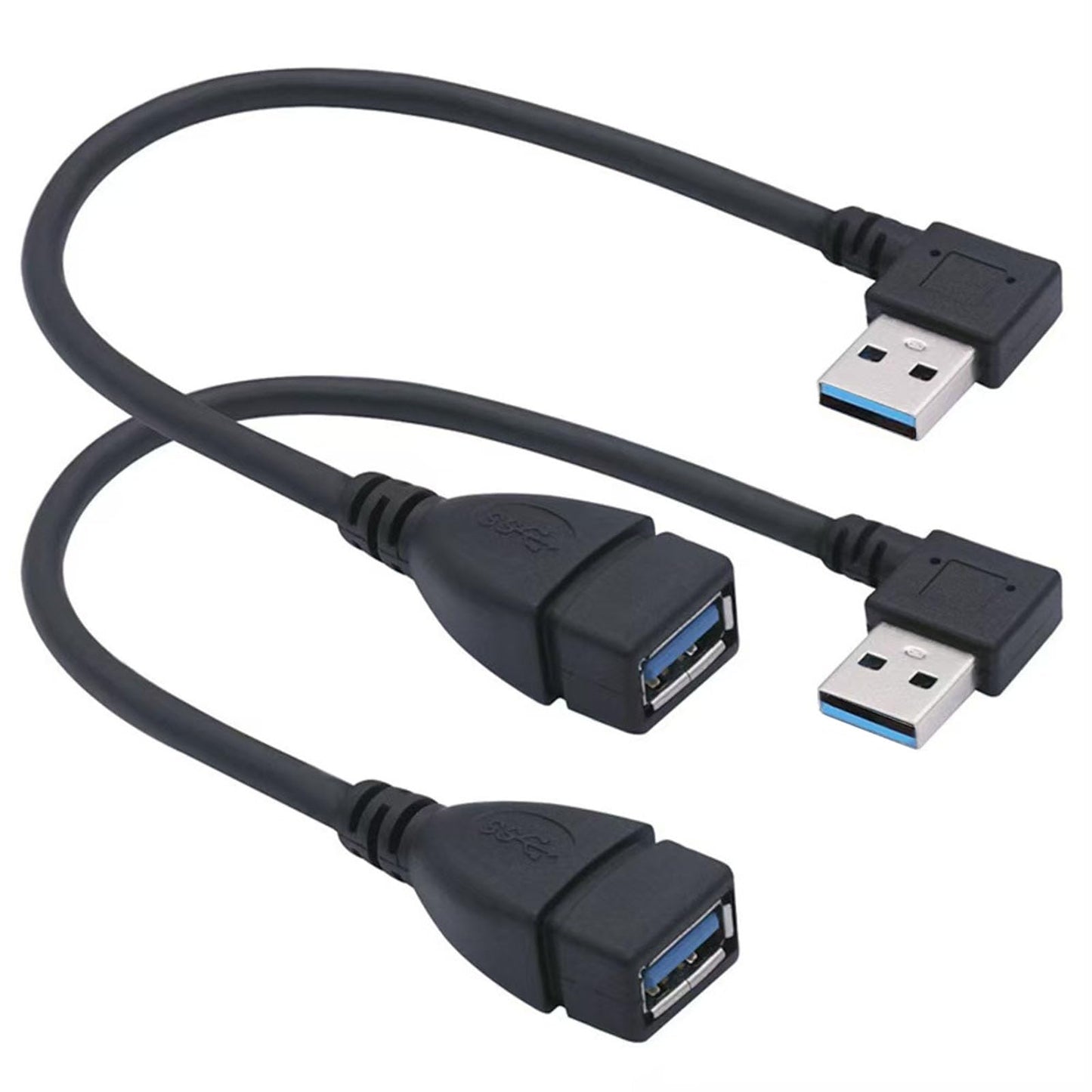 Two USB 3.0 extension cables, 90-degree angles, 7-12 inches