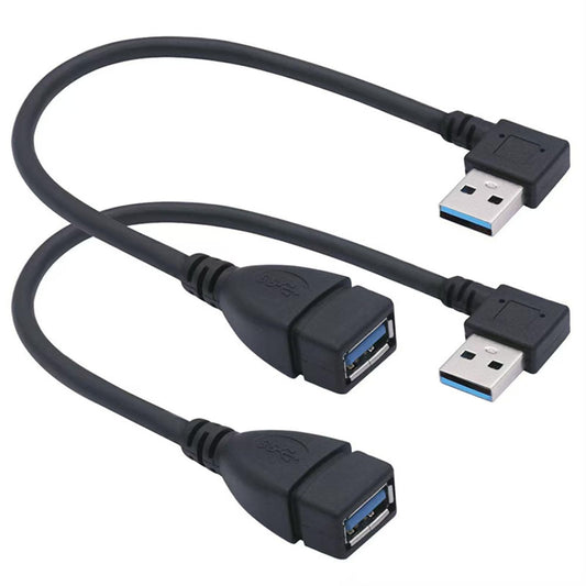 Two USB 3.0 extension cables, 90-degree angles, 7-12 inches