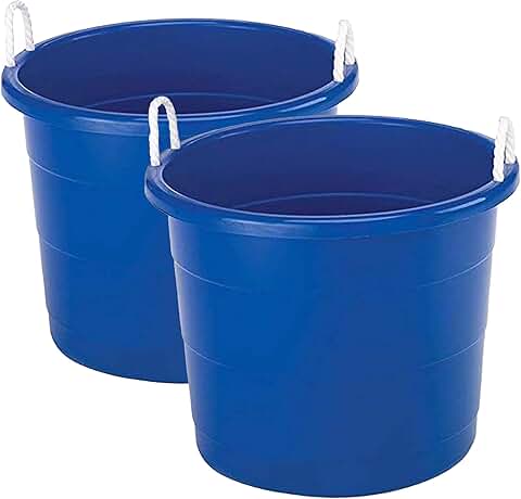 Large 17-Gallon Plastic Utility Tubs with Rope Handles