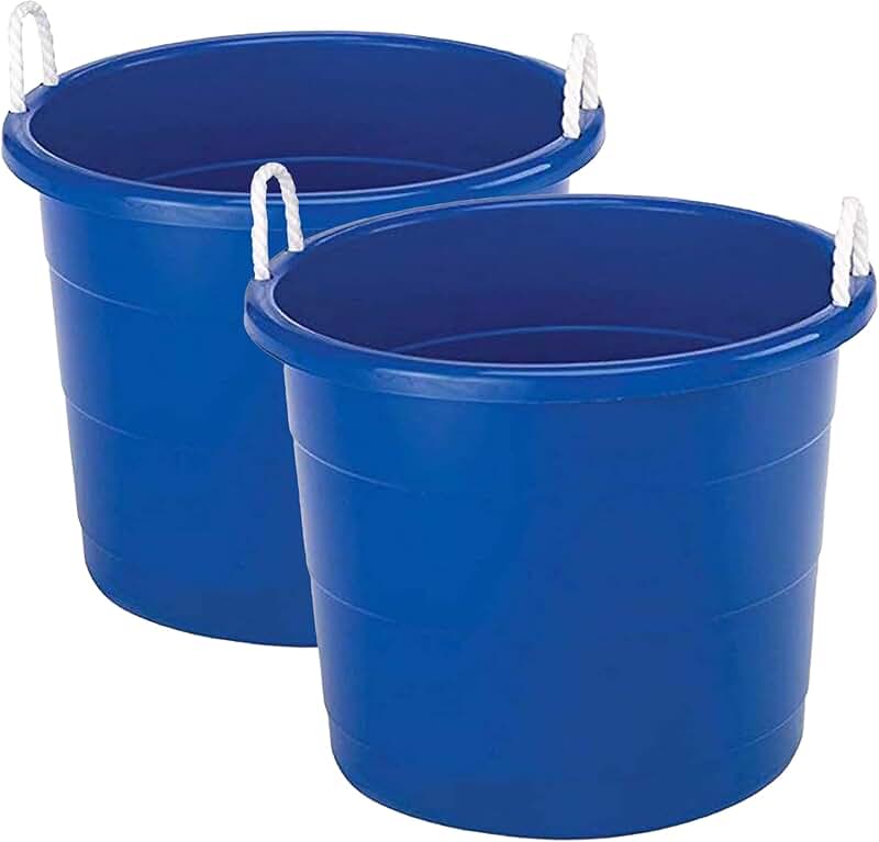Large 17-Gallon Plastic Utility Tubs with Rope Handles