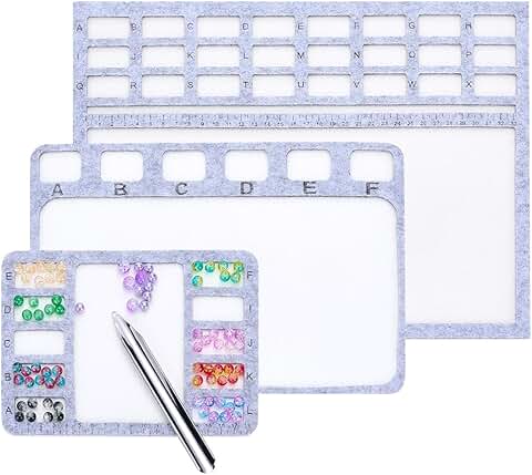 3-Style Felt Bead Mats with Scoop and Compartments, 4 Pieces