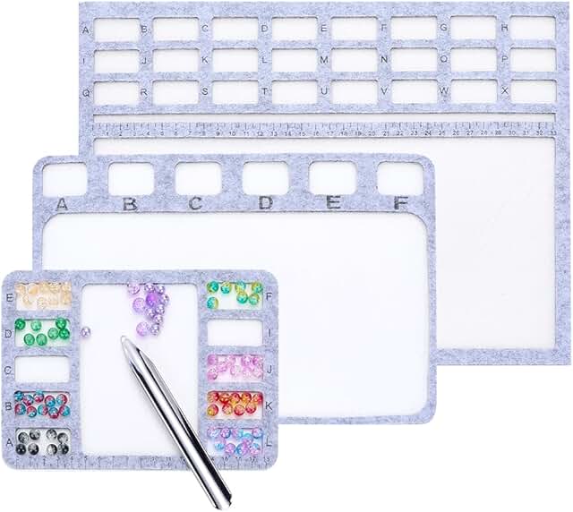 3-Style Felt Bead Mats with Scoop and Compartments, 4 Pieces