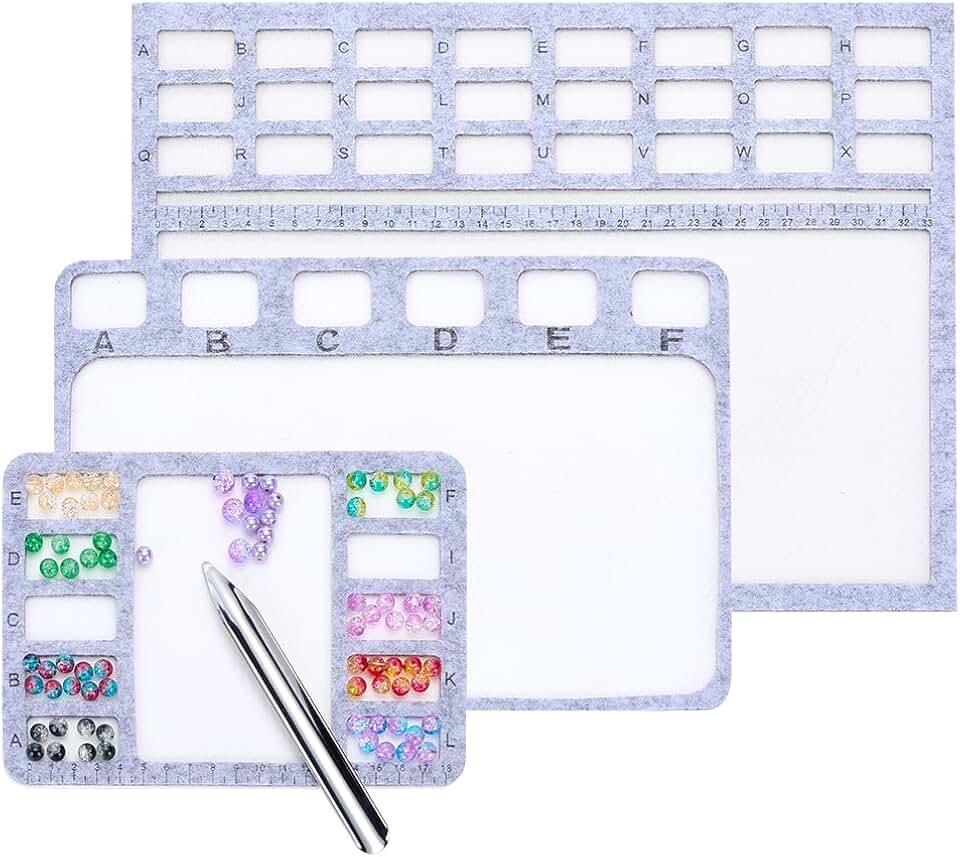 3-Style Felt Bead Mats with Scoop and Compartments, 4 Pieces