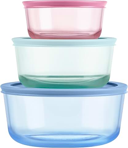 Set of 3 Tinted Glass Food Storage Containers