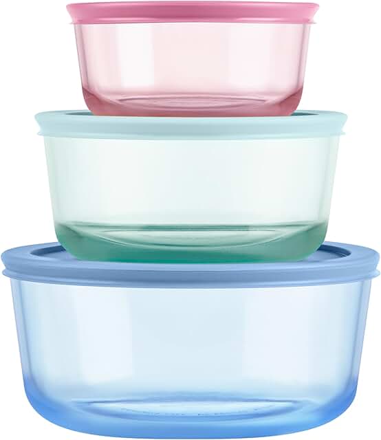 Set of 3 Tinted Glass Food Storage Containers