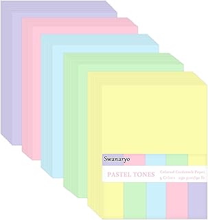 100 Sheets Assorted Pastel Cardstock, 8.3 x 11.7 Inch