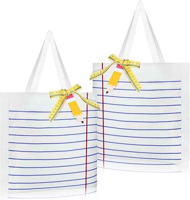 Christmas Teacher Gifts Set with Tote, Notebook, Cards, and Ribbon