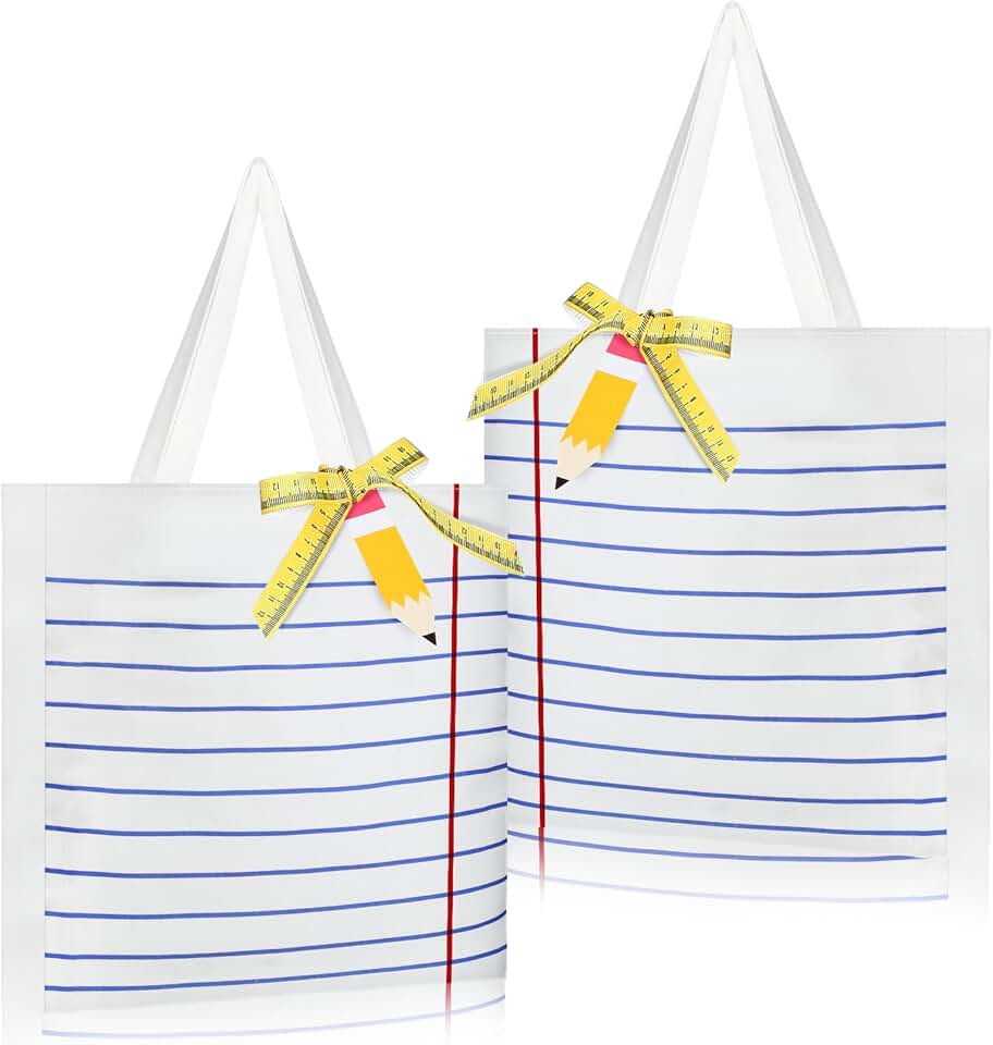 Christmas Teacher Gifts Set with Tote, Notebook, Cards, and Ribbon