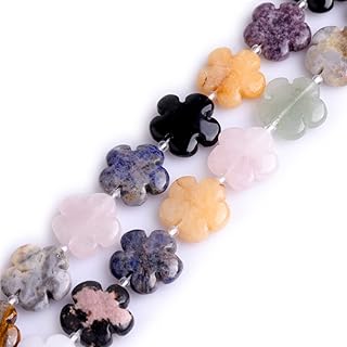 Mixed Natural Flower-Shaped Energy Gemstone Beads 20mm 15"