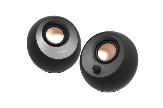 Pebble V3 Minimalistic 2.0 USB-C Desktop Speakers with USB Audio, Clear Dialog Enhancement, Bluetooth 5.0, 8W RMS with 16W Peak Power, USB-A Converter Included (Black)