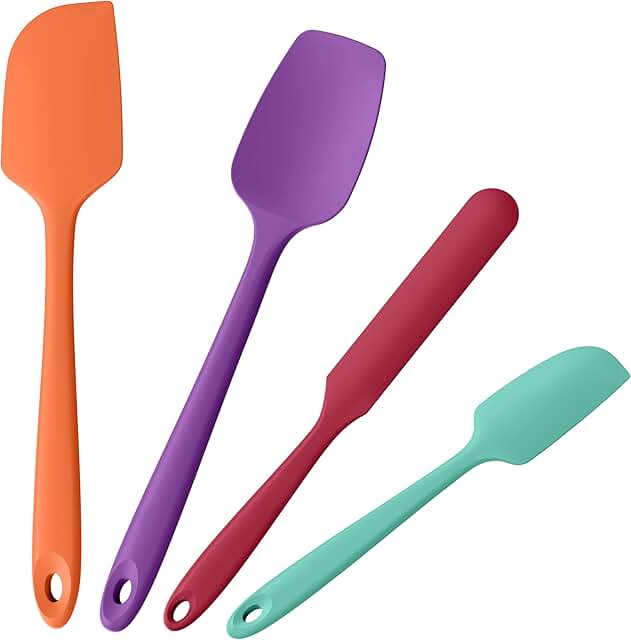Four-piece heat-resistant silicone spatula set for cooking and baking