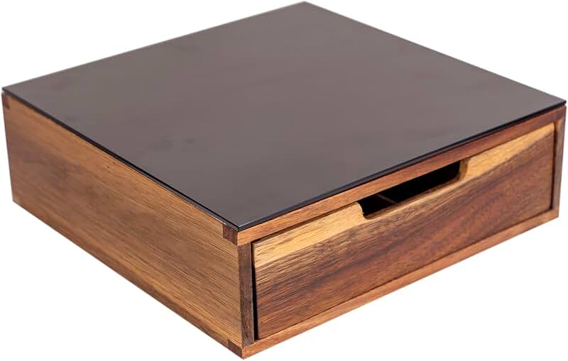 Rustic Wood Remote Control Holder with 3 Compartments