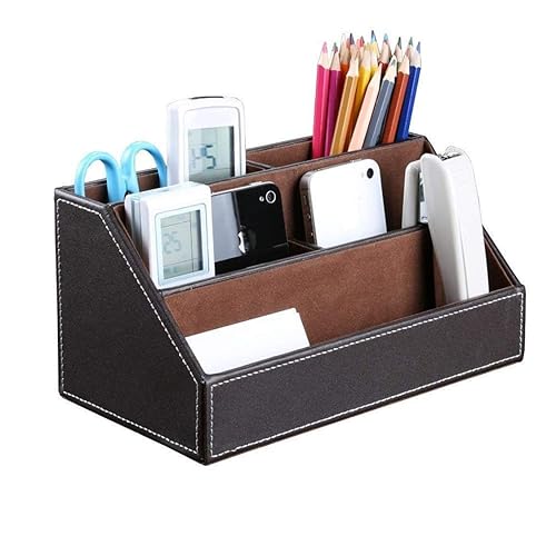Brown PU Leather Remote and Controller Organizer
