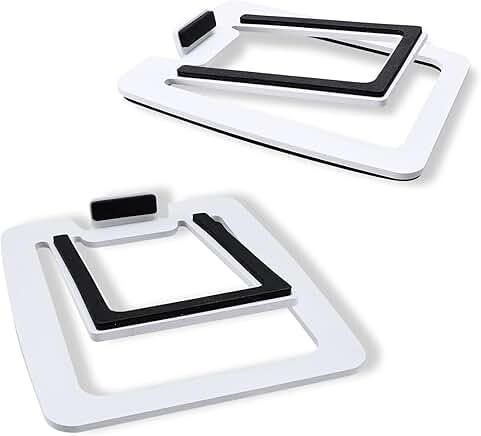 Tilted Desk Speaker Stands for 2-3 Inch Monitors, White